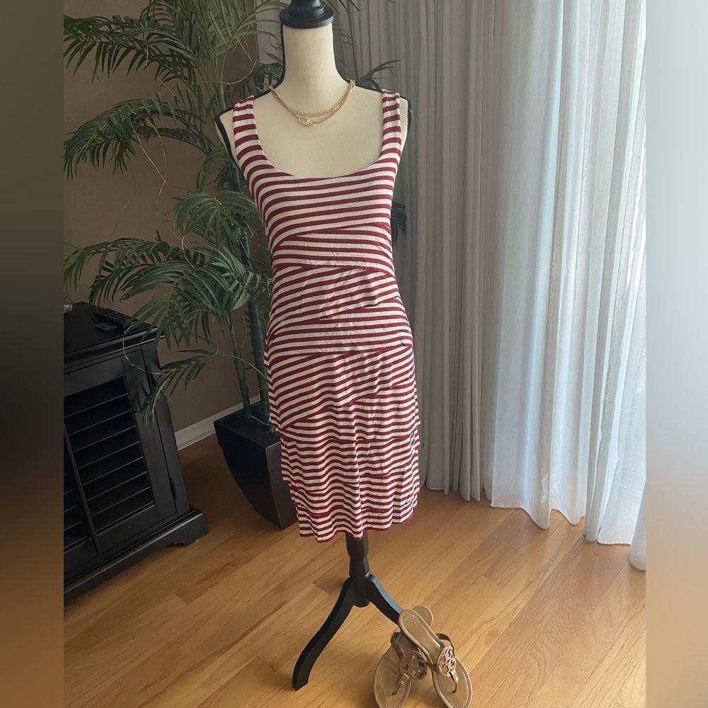 B44 Dressed Made in USA Tiered Stripe Midi Dress